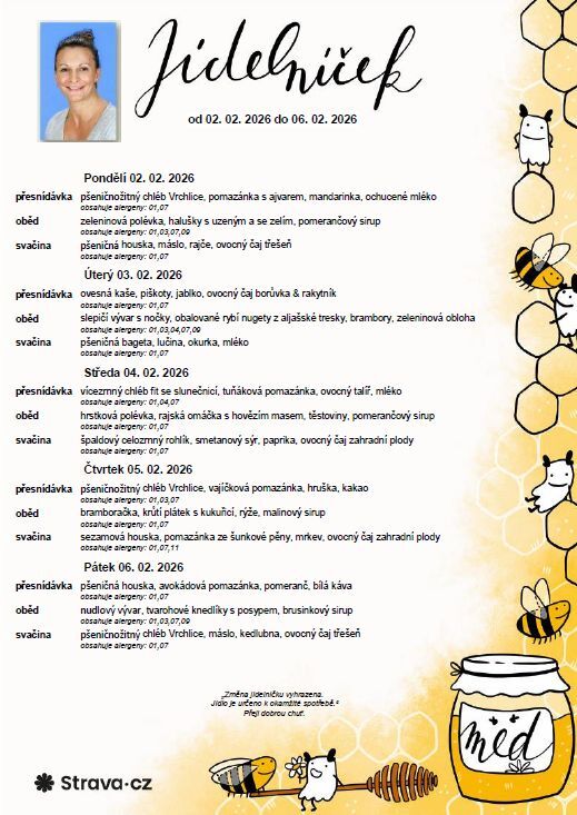 Jídelníček 02. 02. - 06. 02. 2026
