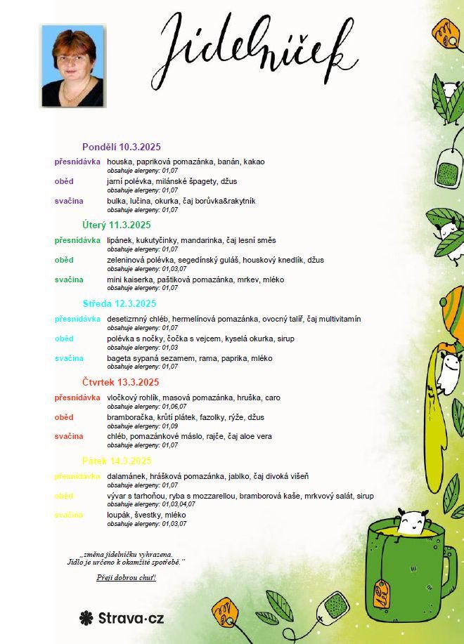 Jídelníček 10.-14.3.2025