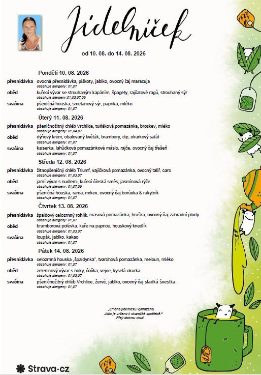 Jídelníček 10.08. - 14. 05. 2026