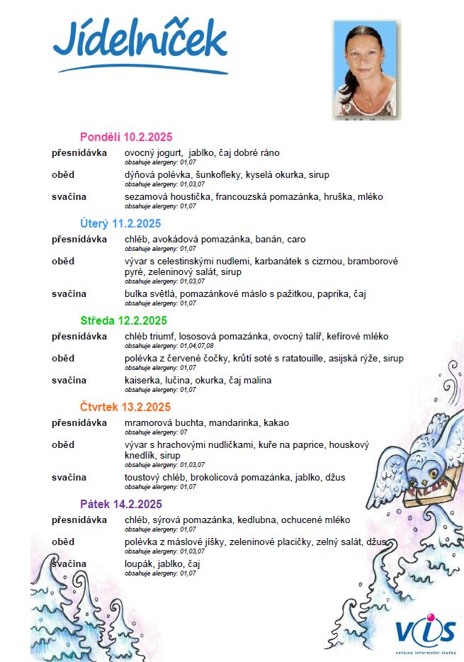 Jídelníček 10.-14.2.2025
