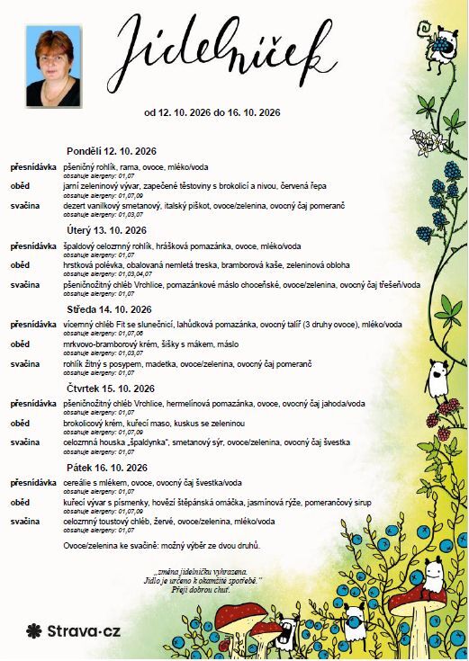 Jídelníček 12.10. - 16. 10. 2026