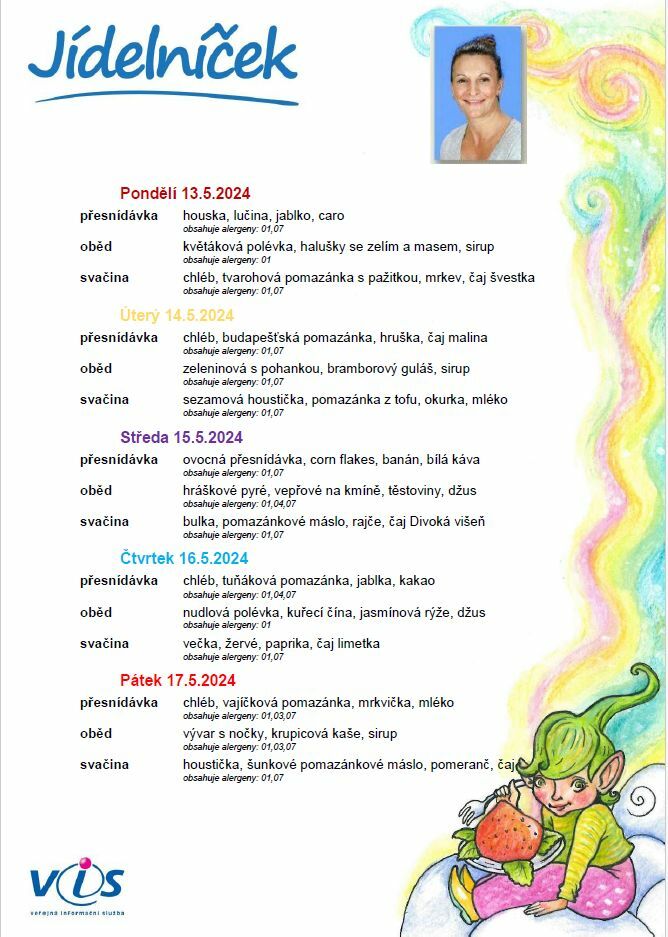 Jídelníček 13.5.-17.5.2024