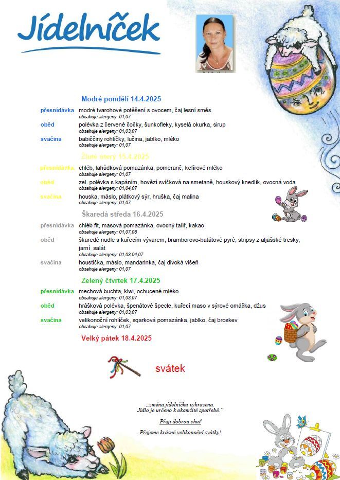 Jídelníček 14.-17.4.2025