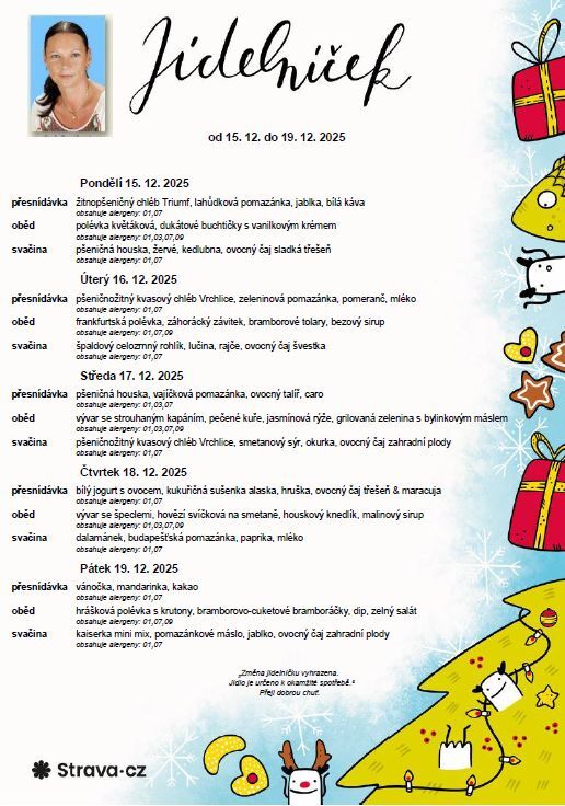 Jídelníček 15. 12. - 19. 12. 2025