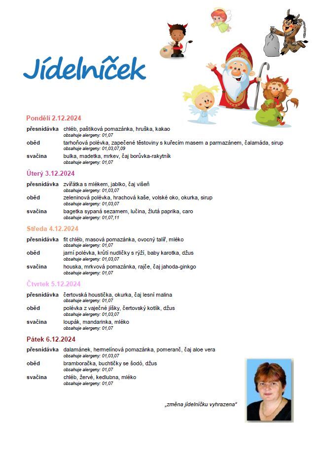 Jídelníček 2.-6.12.2024