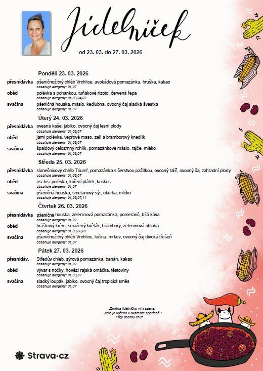 Jídelníček 23. 03. - 27. 03. 2026