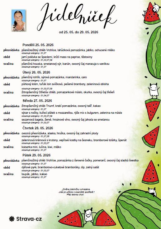 	Jídelníček 25. 05. - 29. 05. 2026