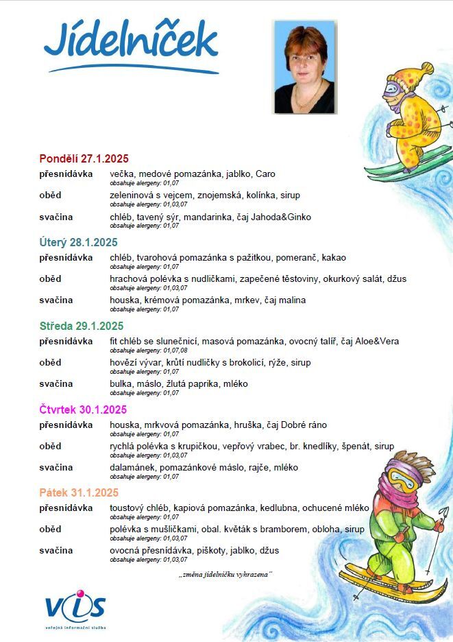 Jídelníček 27.-31.1.2025