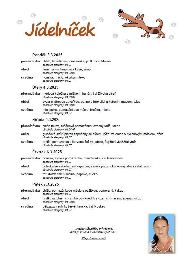 Jídelníček 3.-7.3.2025