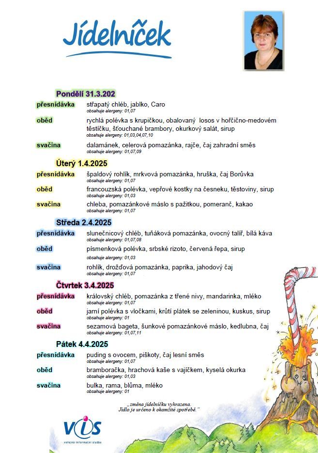 Jídelníček 31.3.-4.4.2025