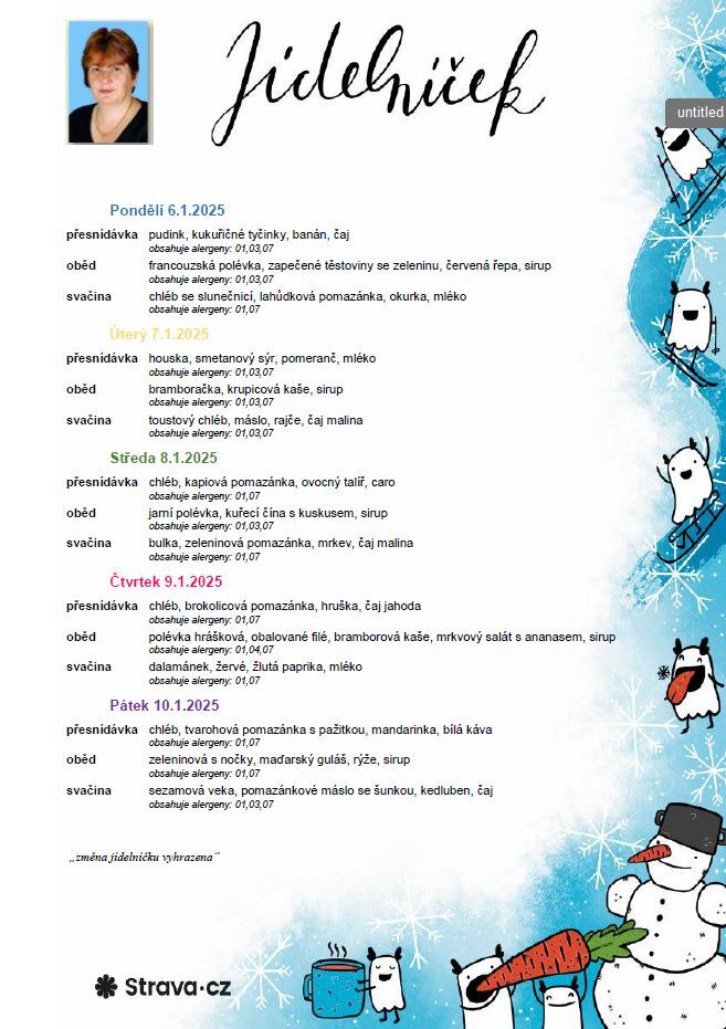 Jídelníček 6.-10.1.2025