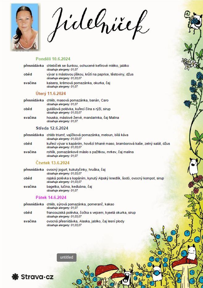 Jídelníček 10.6.-14.6.2024